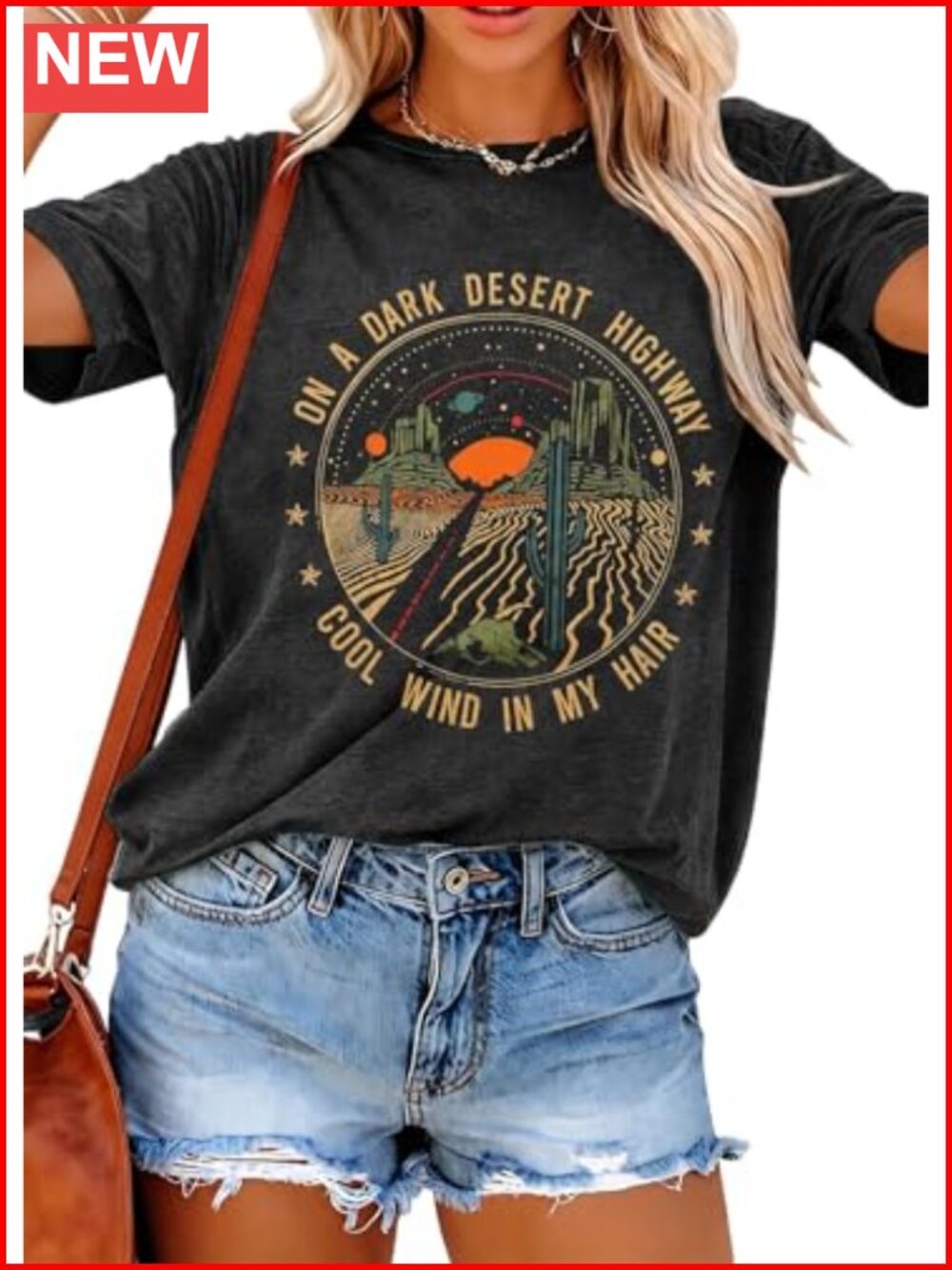 Retro Desert Highway Graphic Tee Women's Vintage Western T-Shirt